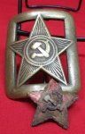 Soviet WWII, Officers Belt Buckle & Hat Insignia, Field Recovered