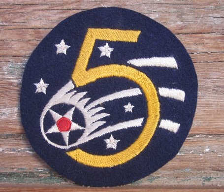  US WWII, Australian Mfg, Large Size 5th USSAF Jacket Patch — image 2