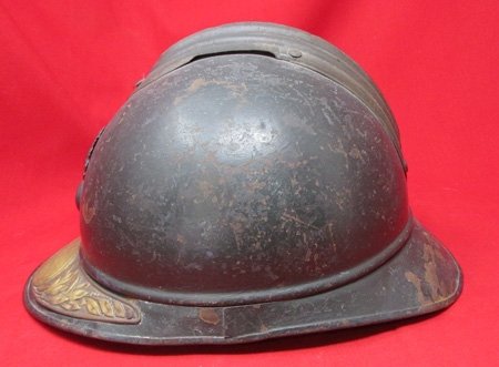  French WWI Adrian Infantry Helmet With Liner & Veteran Visor Plate — image 4