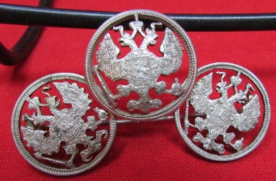  Austrian WWI Trio Silver Coin Patriotic Badge — image 2