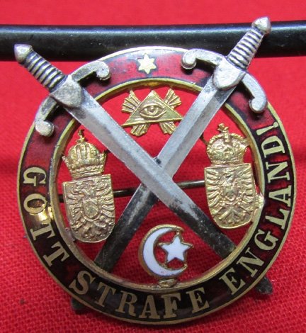  Turkish, WWI Patriotic Badge, Gott Strafe England — image 2