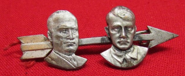  Italy WWII, Hitler & Mussolini Patriotic Pin, Vet Bring Back — image 2