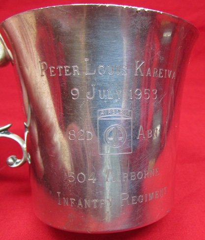  US Korean War Sterling Silver Presentation Cup, 82nd Airbone 1953 — image 3