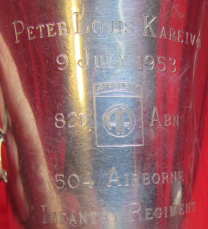  US Korean War Sterling Silver Presentation Cup, 82nd Airbone 1953 — image 4