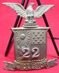 US Indian War Era, New York Helmet Plate, 22nd Regiment