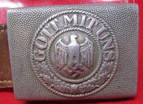  German WWII Army Enlisted Pebbled Aluminum Buckle & Leather Tab, R.S. & S. 1937 — image 3