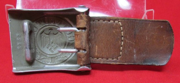  German WWII Army Enlisted Pebbled Aluminum Buckle & Leather Tab, R.S. & S. 1937 — image 5