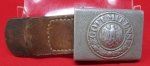 German WWII Army Enlisted Pebbled Aluminum Buckle & Leather Tab, …