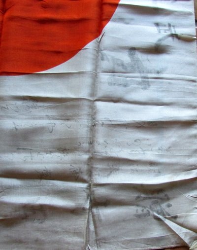  Japanese WWII Signed Silk Flag, Partial Translation, 28 x 40 Inches — image 6