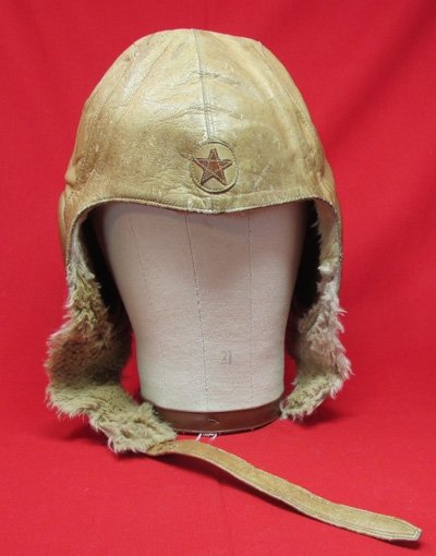  Japanese WWII Army Winter Flying Helmet, Tan Leather — image 2