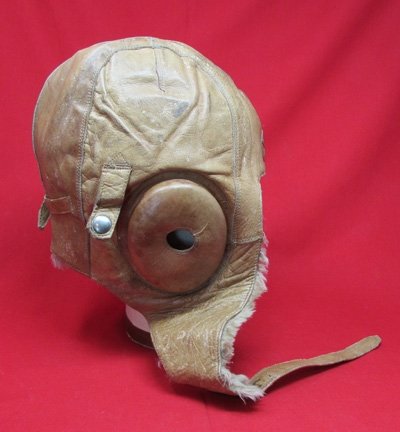  Japanese WWII Army Winter Flying Helmet, Tan Leather — image 4