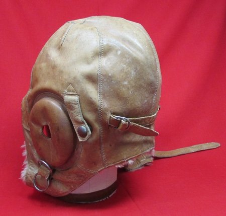  Japanese WWII Army Winter Flying Helmet, Tan Leather — image 5