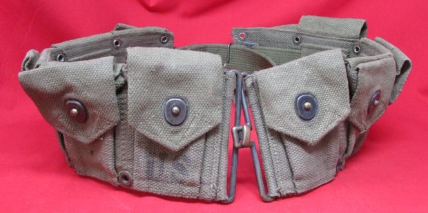  US Korean War Era, Dark OD Canvas 10 Pocket Ammunition Belt — image 2