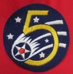US WWII, Australian Mfg, Large Size 5th USAAF Jacket Patch