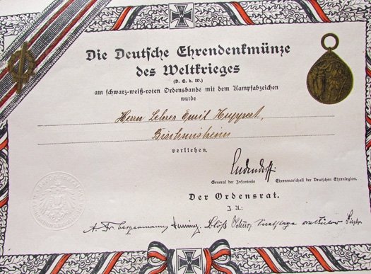  German WWI Honor Legion Veterans Medal and Award Document — image 3