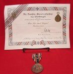 German WWI Honor Legion Veterans Medal and Award Document