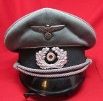 German WWII Infantry Army Officers Visor Hat, Erel Mfg., Austrian …