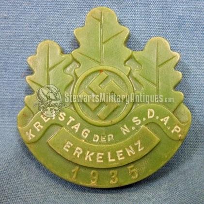  German WWII Tinnie, Kriestag Erkelenz 1935, Green Plastic — image 2