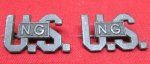 US WWI Army Officer 'US' Collar Insignia, Pair, National Guard