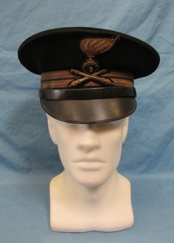  Italian WWII Black Wool Artillery Lieutenants Visor Hat — image 2