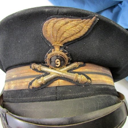  Italian WWII Black Wool Artillery Lieutenants Visor Hat — image 6