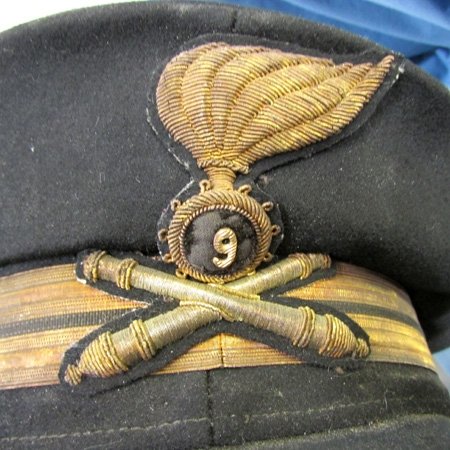  Italian WWII Black Wool Artillery Lieutenants Visor Hat — image 7