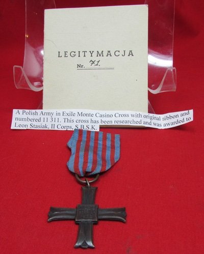 Polish WWII Monte Cassino Cross, 11311, Leon Stasiak II Corps — image 2
