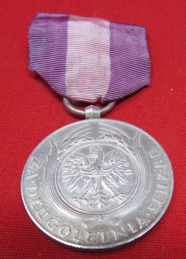  Polish WWII 20 Year Long Service Medal, .950 Silver Marked — image 2