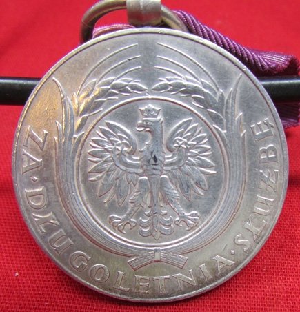  Polish WWII 20 Year Long Service Medal, .950 Silver Marked — image 3