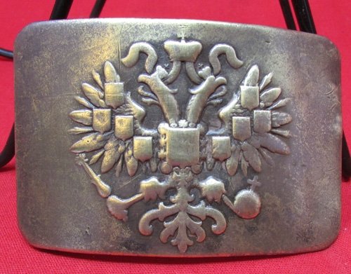  Russian WWI Brass Infantry Buckle, Field Recovered, Maker Marked — image 2