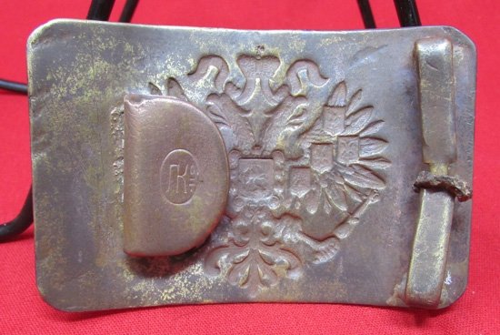  Russian WWI Brass Infantry Buckle, Field Recovered, Maker Marked — image 3