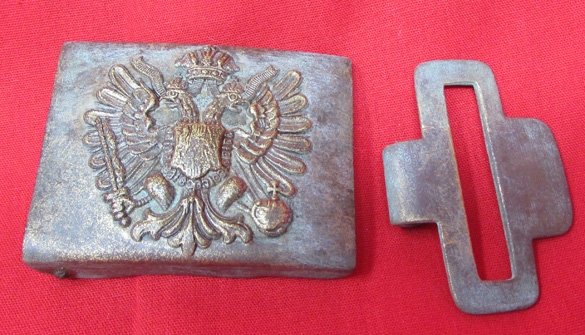  Austrian, WWI Brass Infantry Enlisted Buckle and Keeper, Field Recovered — image 2