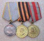 Soviet WWII Medal Trio, Silver Combat Service, 246194