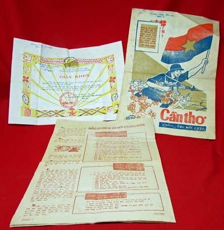  Vietnam War, NVA, Two Newspapers & Award Document, Chuong Thien Province '71 — image 2