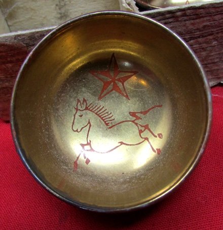  Japanese Sake Cup Set in Original Box, Transport or Cavalry Unit, Kutani Mfg — image 3