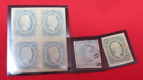  US Civil War, Lot of Six Confederate Postage Stamps — image 2