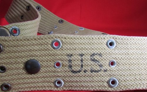  US WWII M1936 Pistol Belt, Light OD Canvas, — image 3