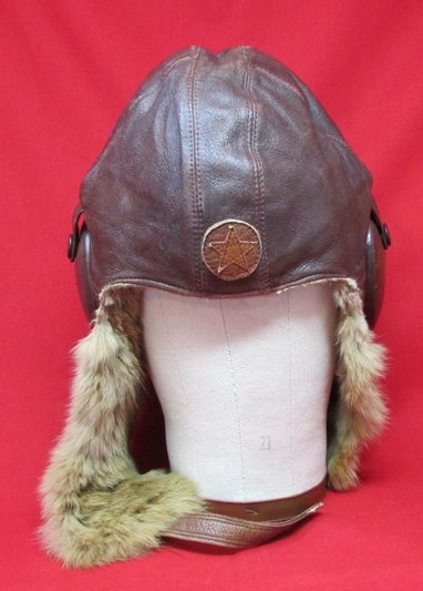  Japanese WWII Army Winter Flying Helmet, Dark Brown Leather — image 2