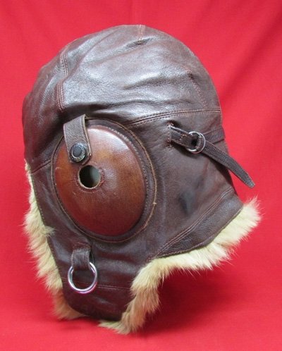  Japanese WWII Army Winter Flying Helmet, Dark Brown Leather — image 5