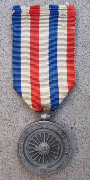  French WWII, Vichy Honored Railroad Worker Medal, Named, 1941 — image 2