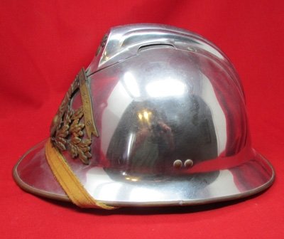  French Post WWII Adrian Pattern Fire Helmet, Complete — image 4