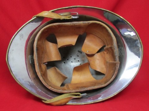  French Post WWII Adrian Pattern Fire Helmet, Complete — image 5