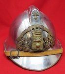 French Post WWII Adrian Pattern Fire Helmet, Complete