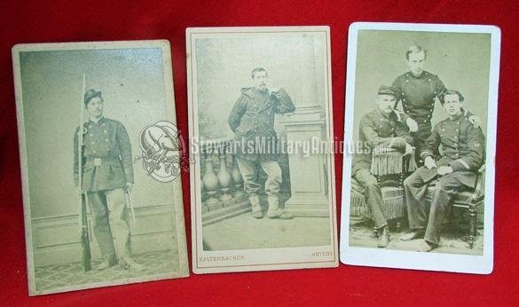  French Franco Prussian CDV Lot of 3, Armed Soldier — image 2