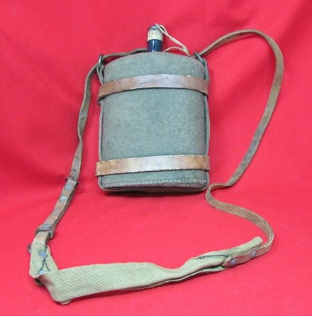 British WWI Canteen Cover & Brown Leather Harness — image 2
