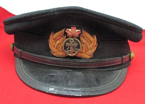 Japanese WWII Naval Officer Blue Wool Visor Hat — image 2