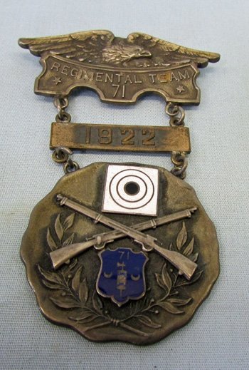  US 1922 71st New York Infantry Regimental Team Marksmanship Medal, Sterling — image 2