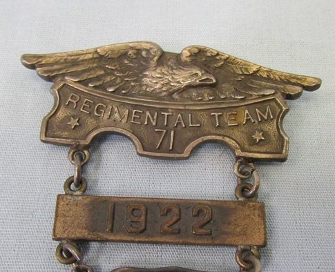  US 1922 71st New York Infantry Regimental Team Marksmanship Medal, Sterling — image 3