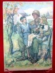 French WWII, 1944 Christmas Card, US Soldiers & Children