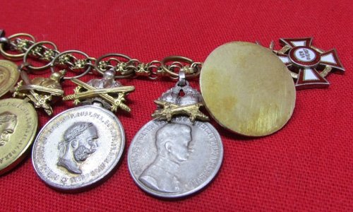  Austrian Imperial Era, 6 Place Miniature Medal Chain — image 4